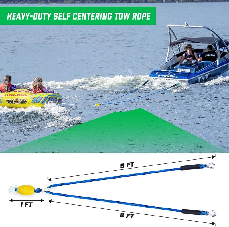 ASVAEVAS Self Centering Boat Tow Harness for Tubing, Boat Tow Rope Harness with Pulley and Large Hooks for Towing 1-4 Riders Towable Tubes, Pulling Water Skiing, Wakeboarding - Image 4